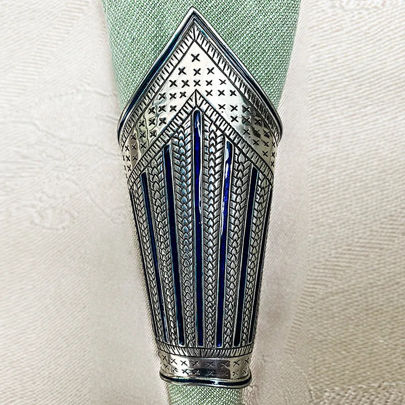 Pewter and Enamel Beetle Leaf Holder Napkin Covers