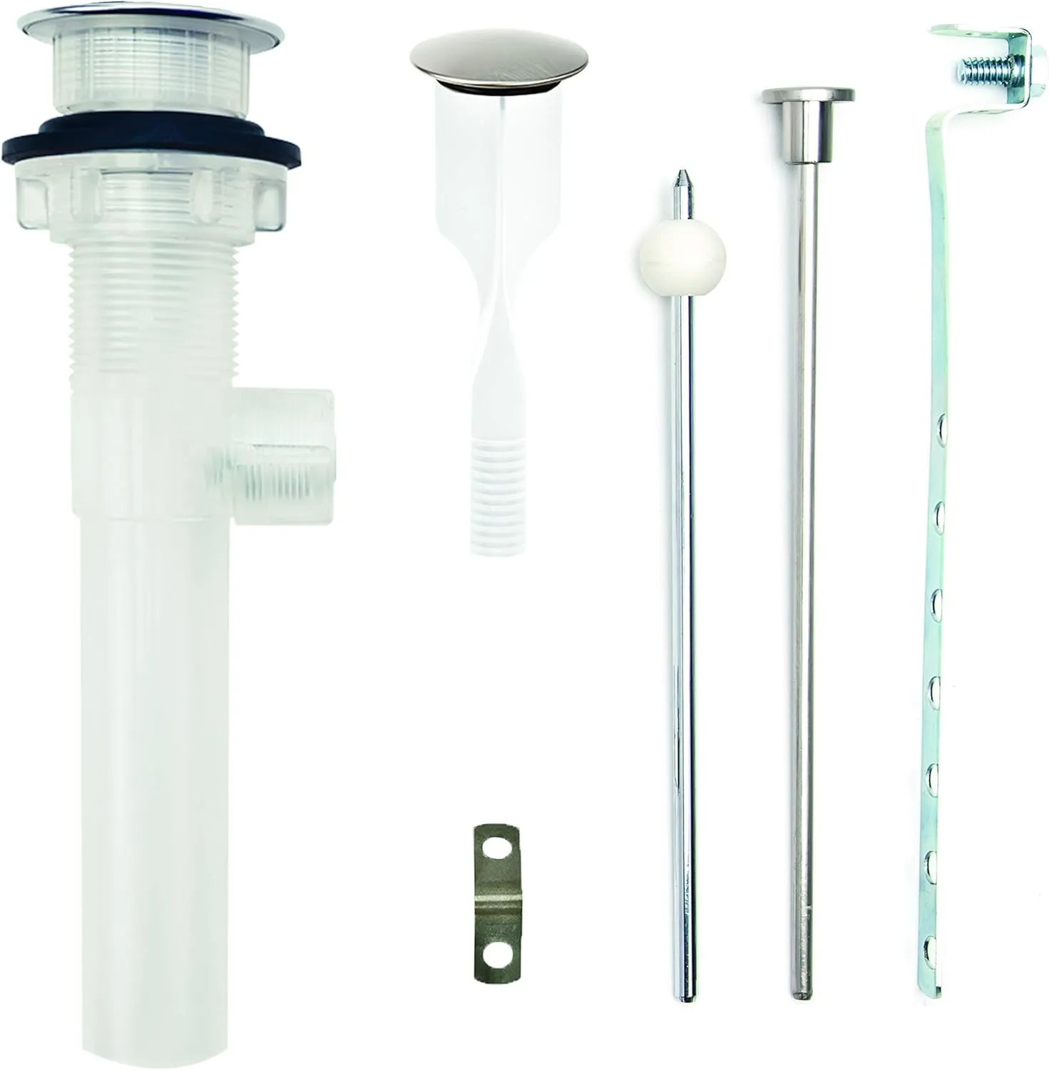 PF WaterWorks PF0324-BN-TR ABS ClogFREE Pop-Up Drain Assembly-Easy Remove Magnetic Stopper-Brushed Nickel (Transparent Body with Overflow)