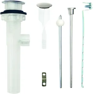 PF WaterWorks PF0324-BN-TR ABS ClogFREE Pop-Up Drain Assembly-Easy Remove Magnetic Stopper-Brushed Nickel (Transparent Body with Overflow)