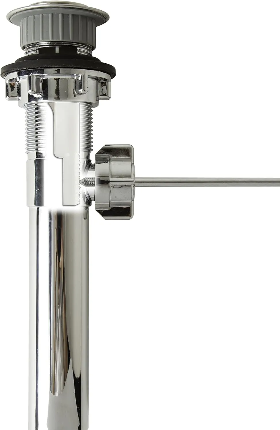 PF WaterWorks PF0324-PB-GR Never Clog Sink/Lavatory, Gray ABS ClogFREE Universal Pop-Up Drain Assembly-Easy Remove Magnetic Stopper-Polished Brass (Grey Body with Overflow)