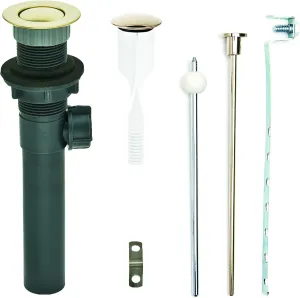 PF WaterWorks PF0324-PB-GR-NO Never Clog Sink/Lavatory, Gray ABS ClogFREE Universal Pop-Up Drain Assembly-Easy Remove Magnetic Stopper-Polished Brass (Grey Body Without Overflow)