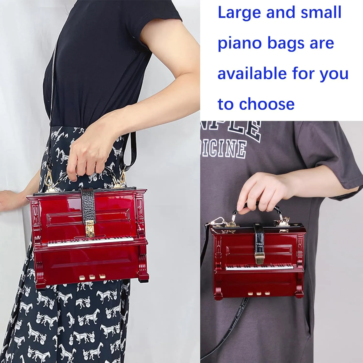 Piano Shaped Purse Handbag Women Crossbody Shoulder Bag Box Shaped Acrylic Evening Top Handle Clutch Bag Novelty Piano Purse
