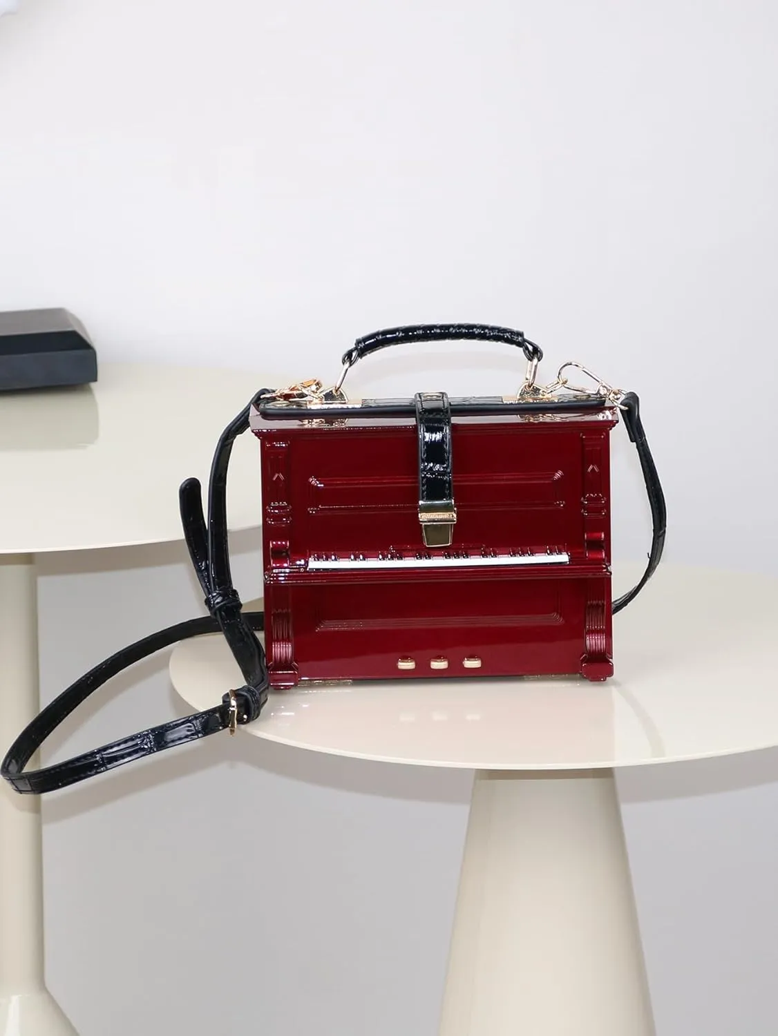 Piano Shaped Purse Handbag Women Crossbody Shoulder Bag Box Shaped Acrylic Evening Top Handle Clutch Bag Novelty Piano Purse