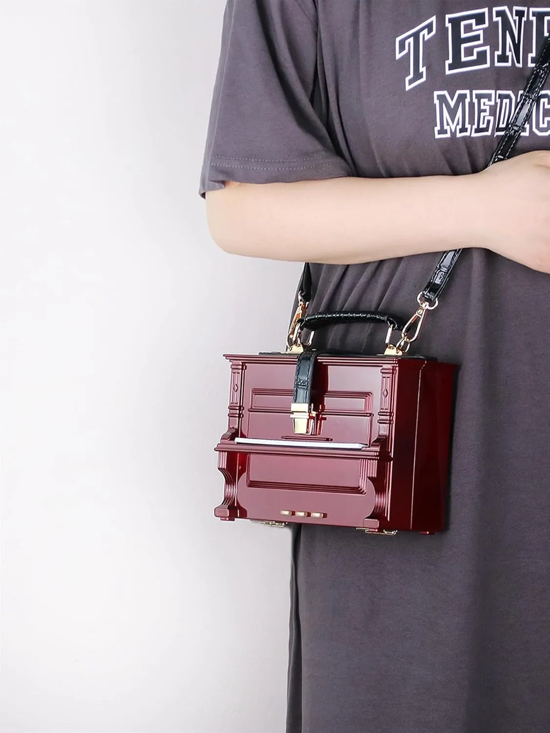Piano Shaped Purse Handbag Women Crossbody Shoulder Bag Box Shaped Acrylic Evening Top Handle Clutch Bag Novelty Piano Purse