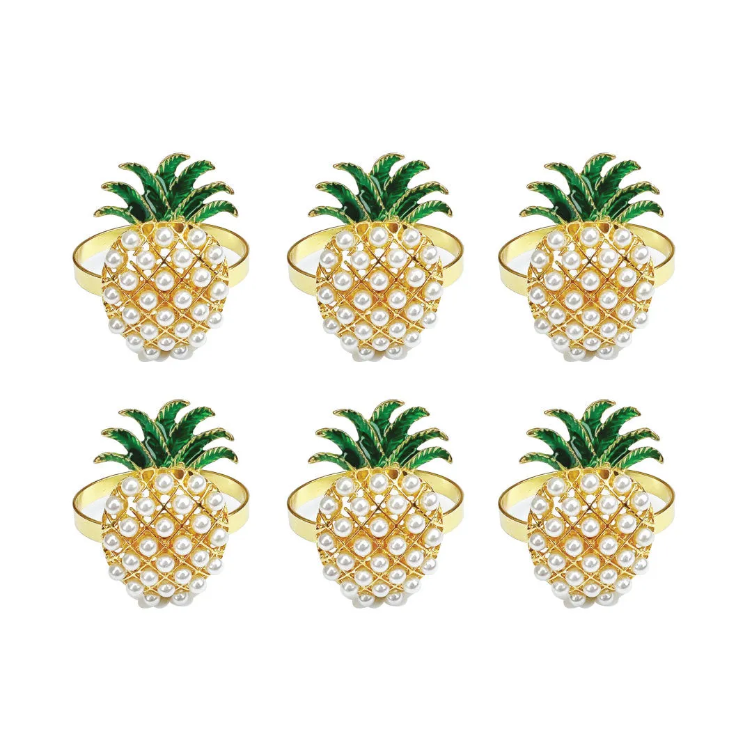 Pineapple Napkin Ring Set of 6