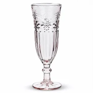 Pink Flower Wine Flute