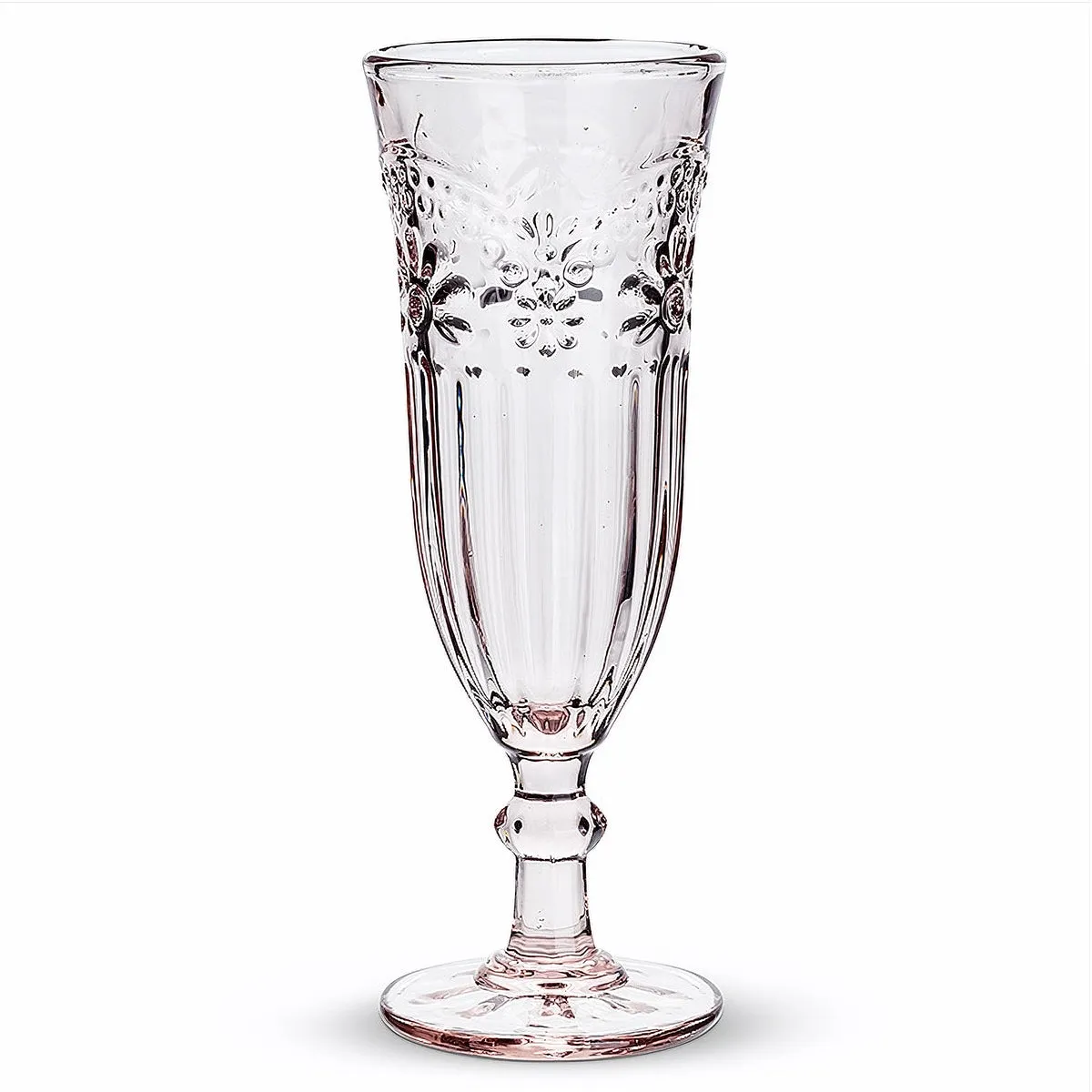 Pink Flower Wine Flute