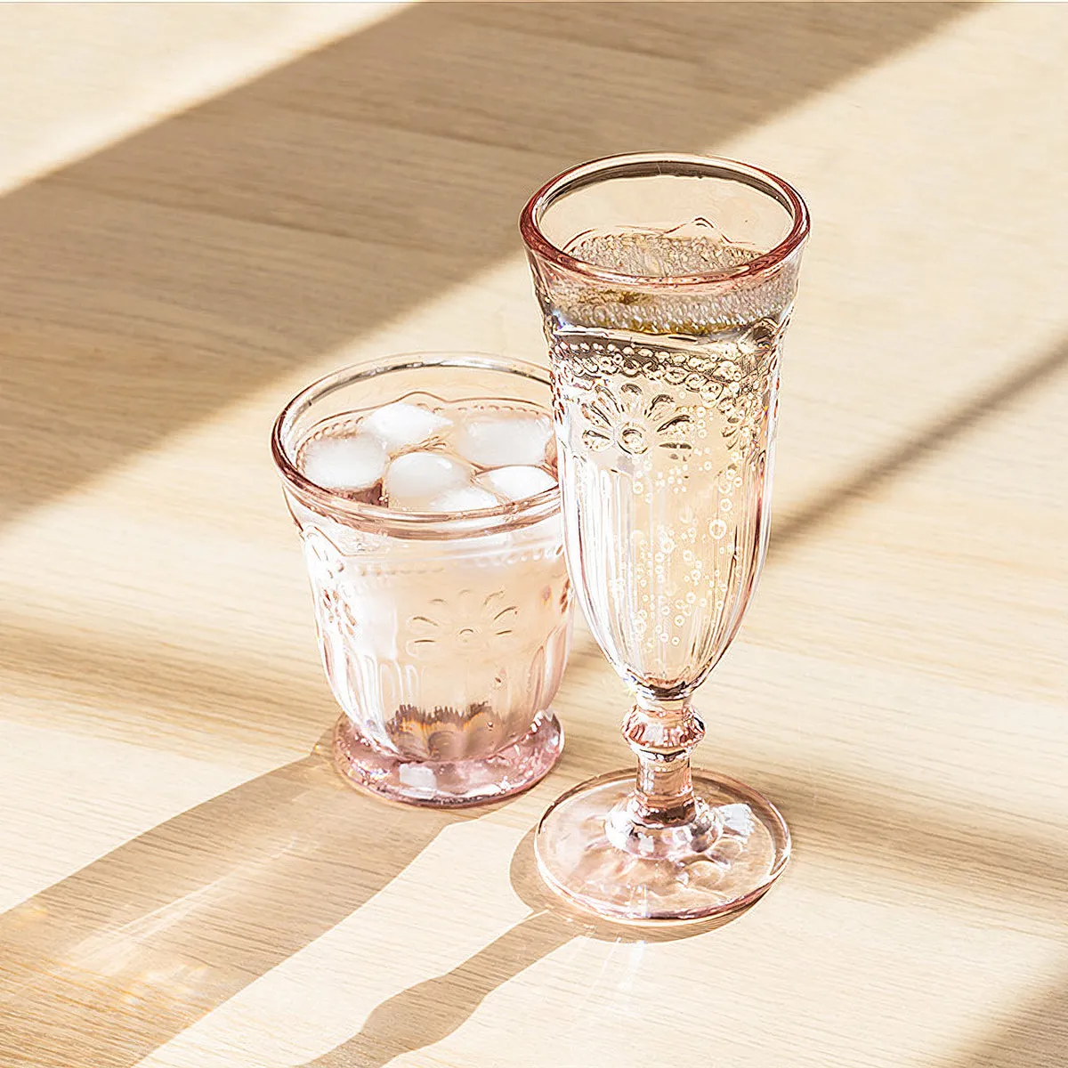 Pink Flower Wine Flute