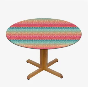Pink Turquoise Tablecloth Toppers for Round Tables ColorfulVintage Tribal Arrows Patter Washable Spill Proof Table Covers Fit for 48"-51" Diameter Table Arrow