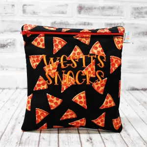 Pizza on Black Personalized Reusable Food Bag