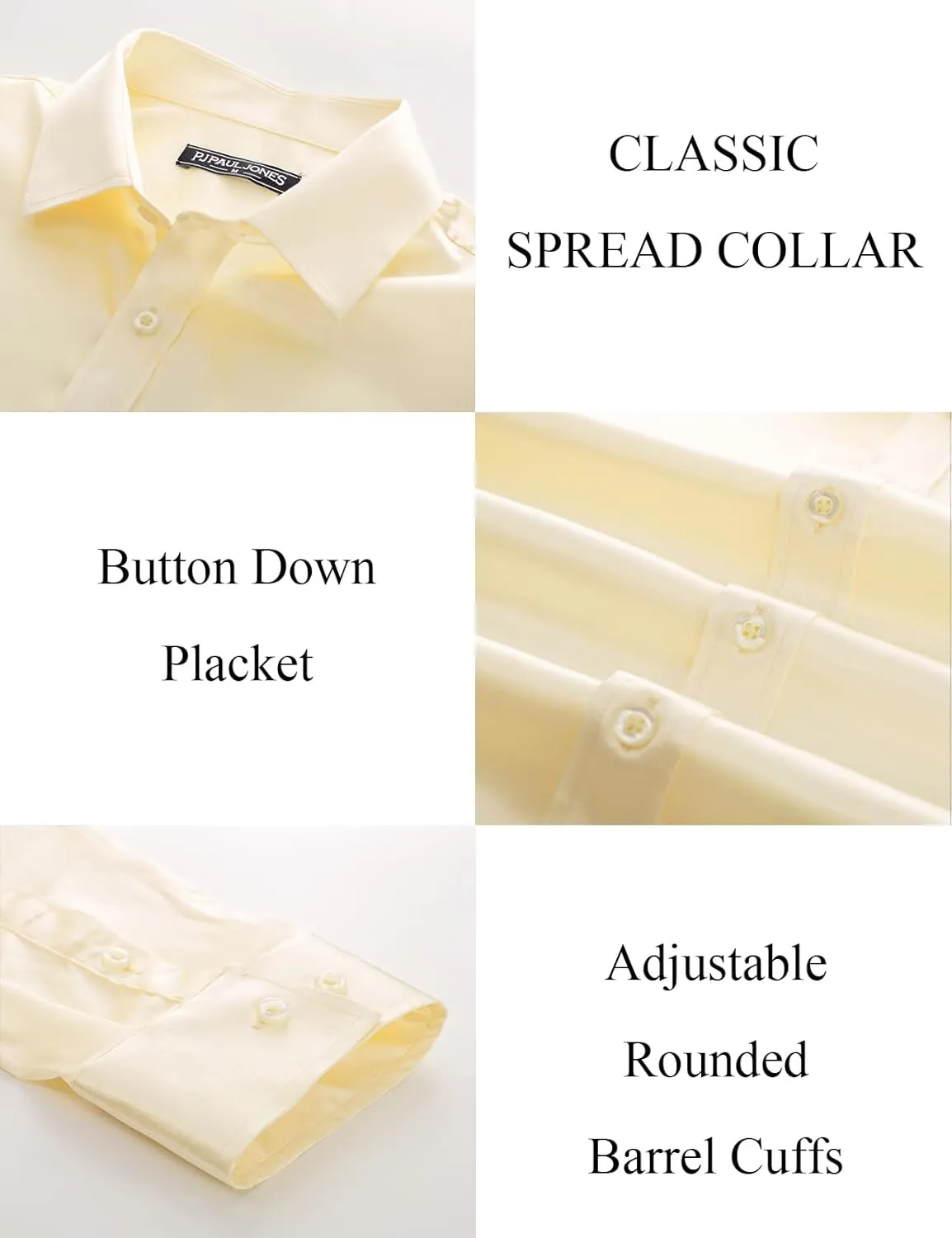 PJ PAUL JONES Men's Shiny Satin Dress Shirts Long Sleeve Button Down Silk Shirt with Bow Tie