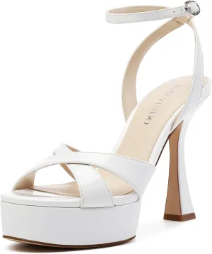 Platform High Heels for Women, Open Toe Ankle Strap Sexy Heeled Sandals for Wedding Party Dress