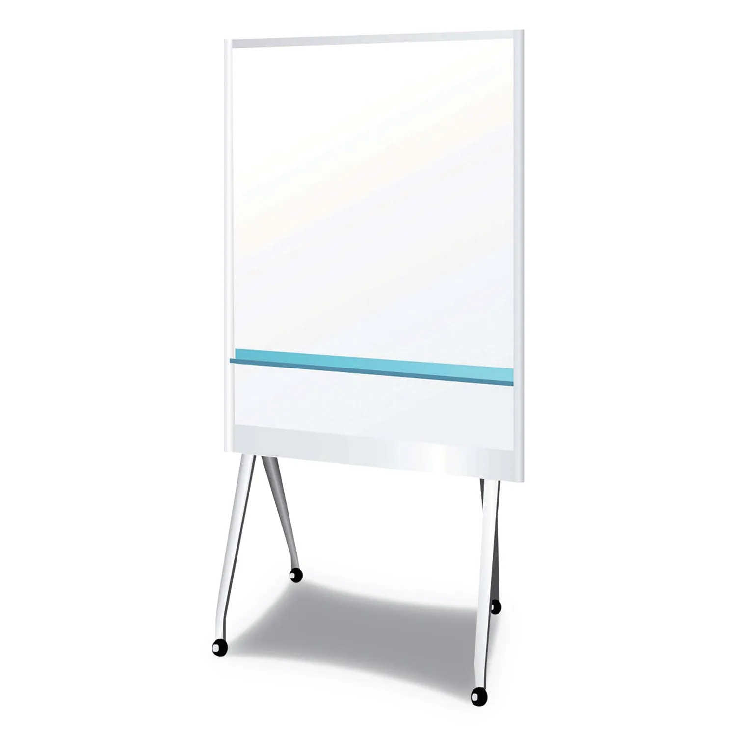 PLUS Mobile Partition Board, 38.3" x 70.8", White Surface, Light Gray Aluminum Frame