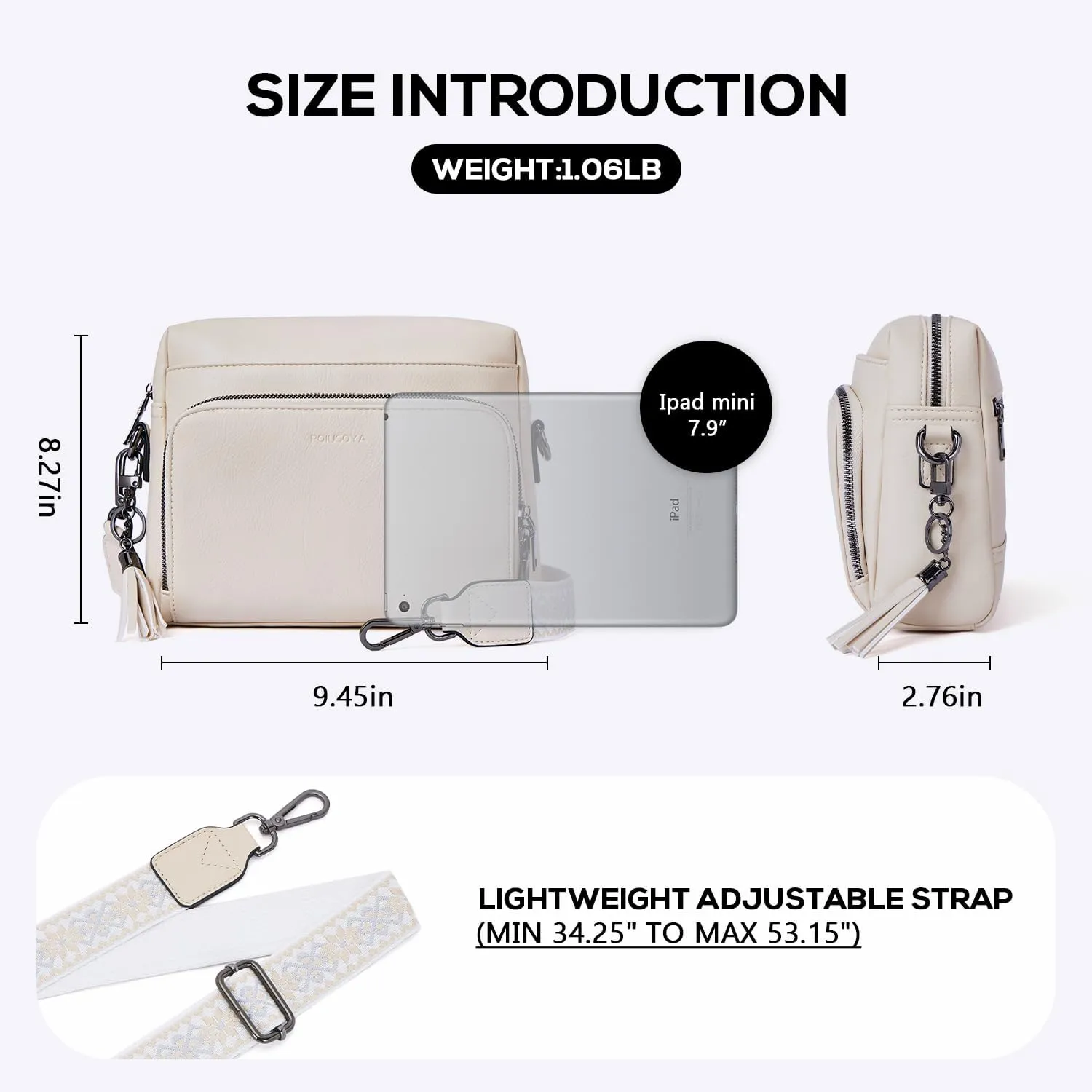 POIUGOYA Crossbody Purses for Women Trendy,Vegan Leather Medium Crossbody Bag,Women's Crossbody Travel Purse Built in Wallet