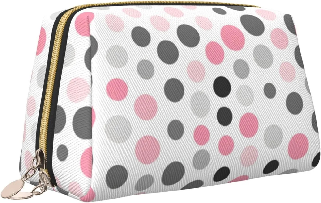 Polka Dot Pattern Toiletry Pouch, Travel-Friendly Makeup Organizer For Makeup Brushes, Lipsticks