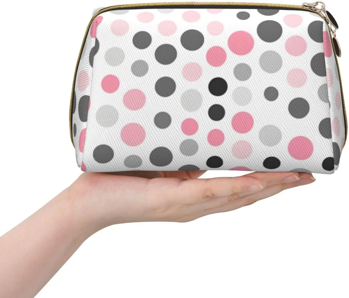 Polka Dot Pattern Toiletry Pouch, Travel-Friendly Makeup Organizer For Makeup Brushes, Lipsticks