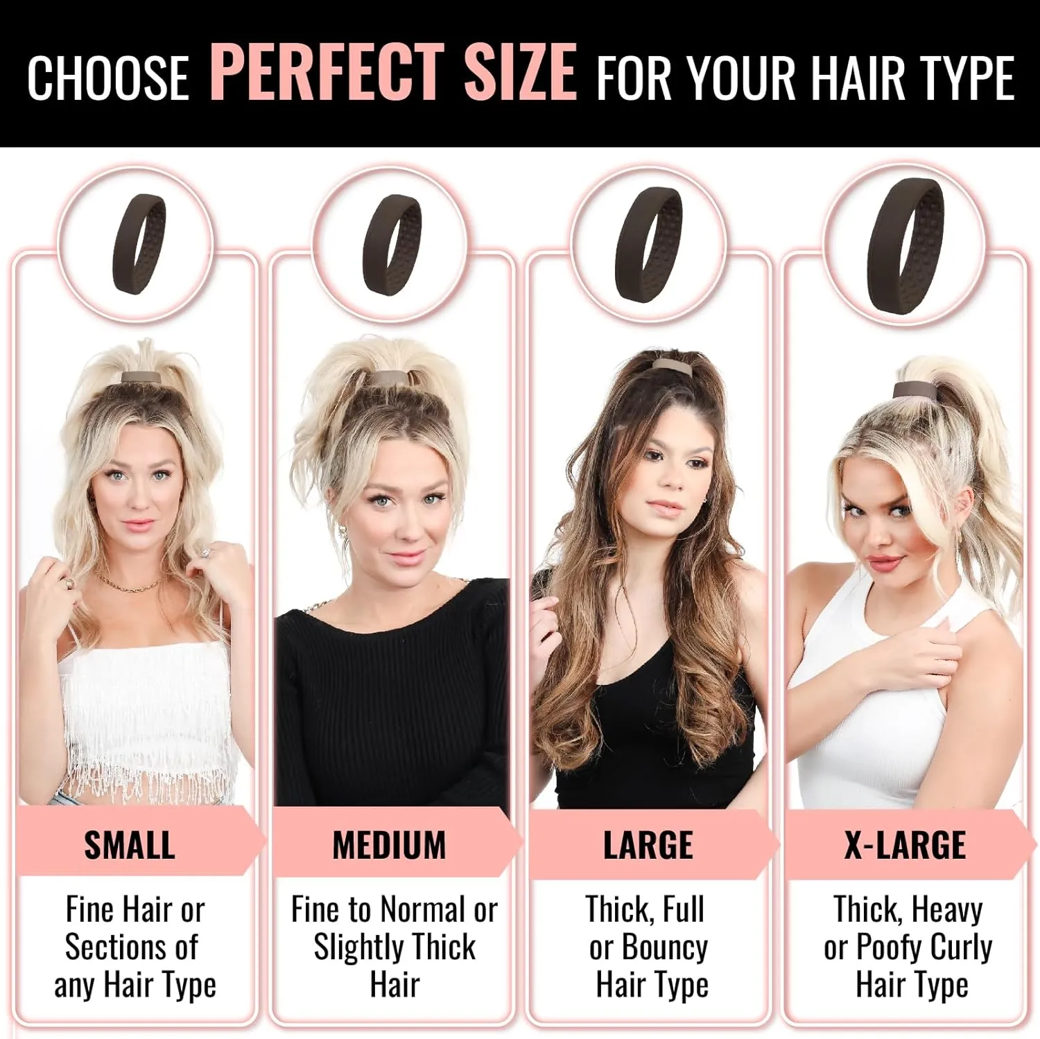 PONY-O Large for Thick, Heavy or Curly Hair Revolutionary Patented Bendable Hair Tie Ponytail Holders - 2 Pack Black & Copper