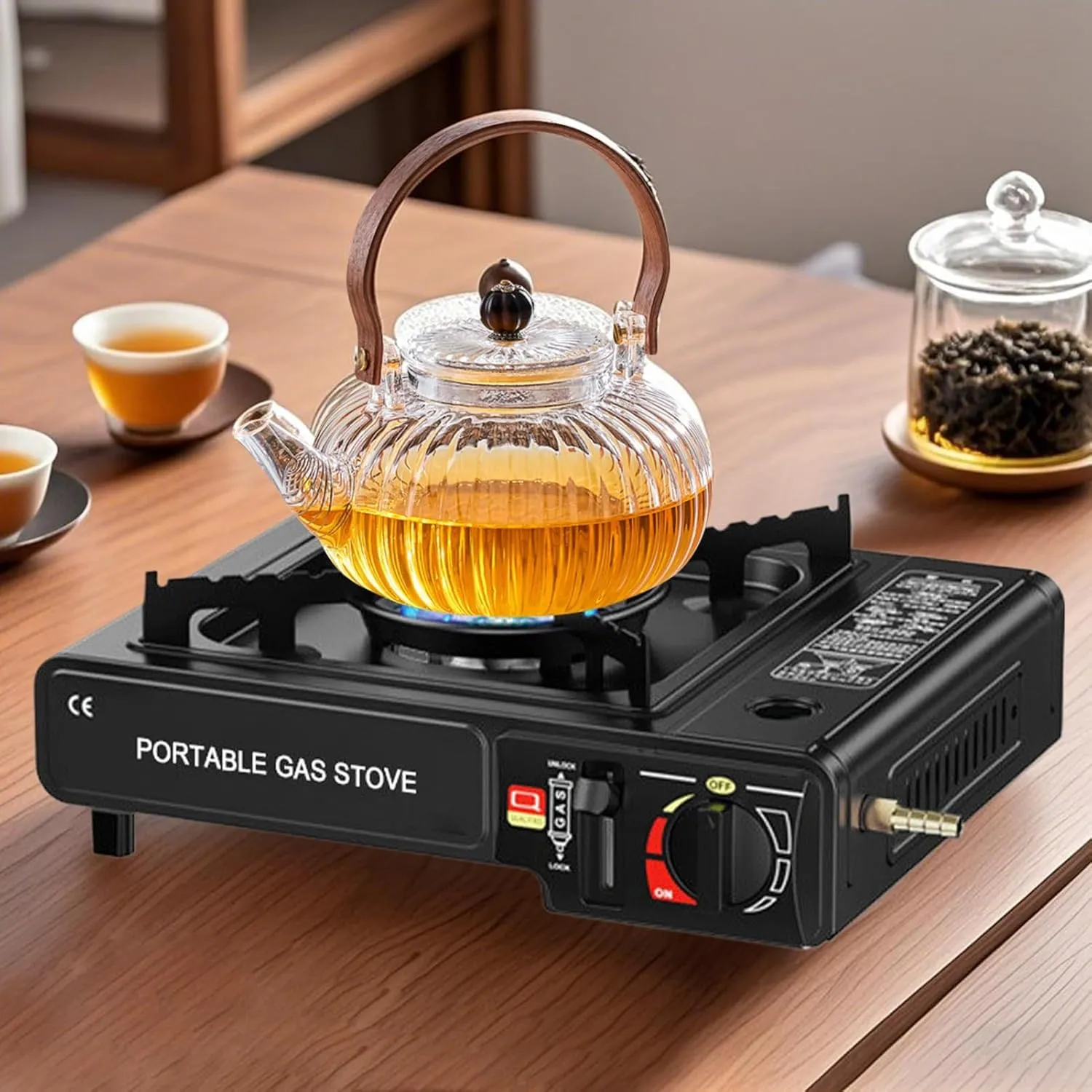 Portable Camping Stove - Portable Gas Stove Outdoor Stove 2 in 1 Camping Stove Portable Grill Stove for Picnic Camping Adventure Table Stove Hiking Stove