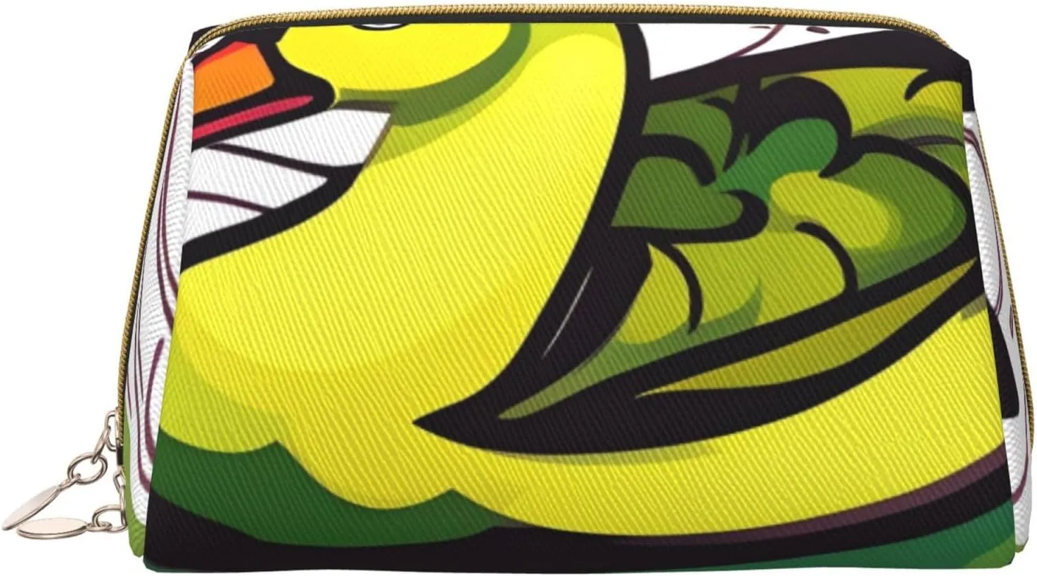 Portable Leather Makeup Bag for Women - Travel Cosmetic Organizer, Large Duck Flock game Print Makeup Pouch