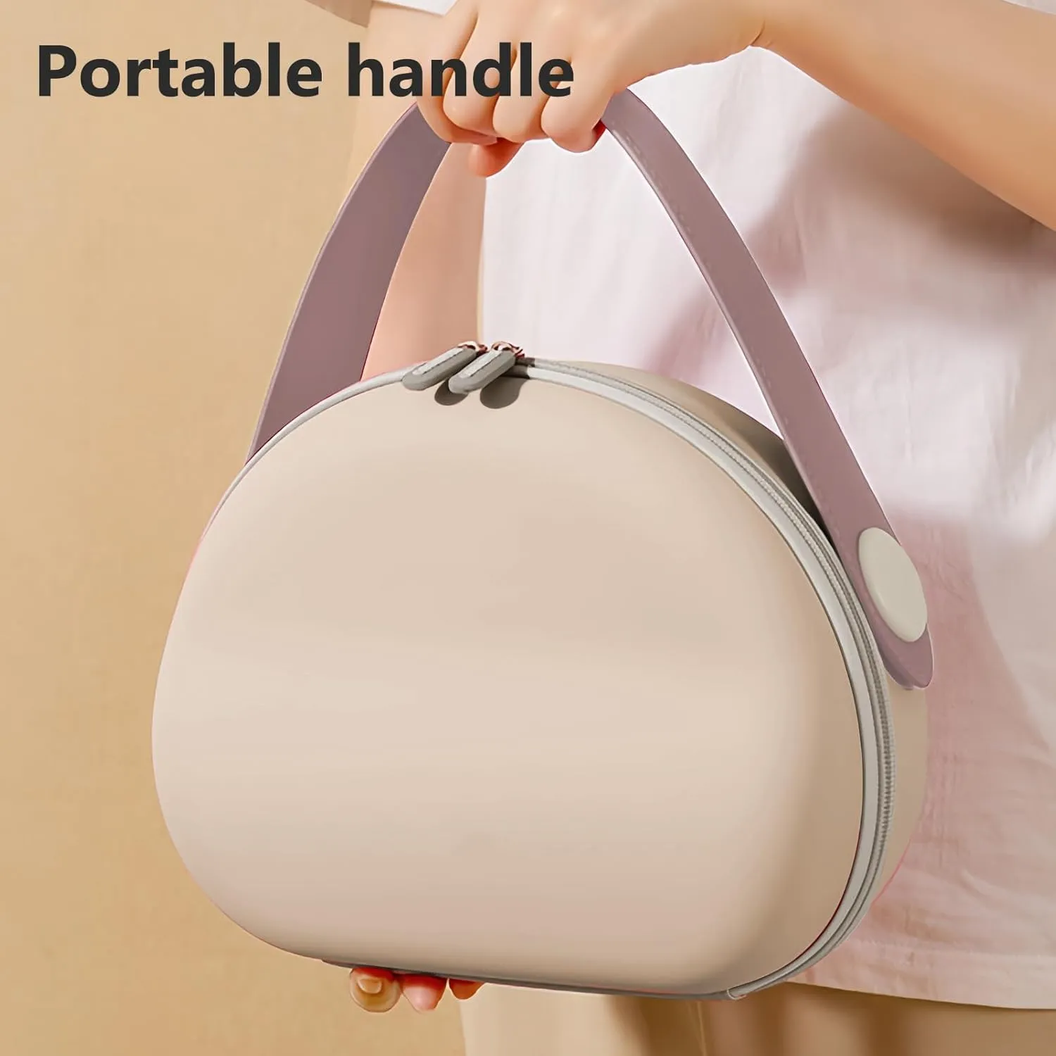 Portable Makeup Bag for Women, Large Capacity Travel Cosmetic Pouch Organizer, Waterproof Storage Skincare Toiletry Case with Handle (Brown)