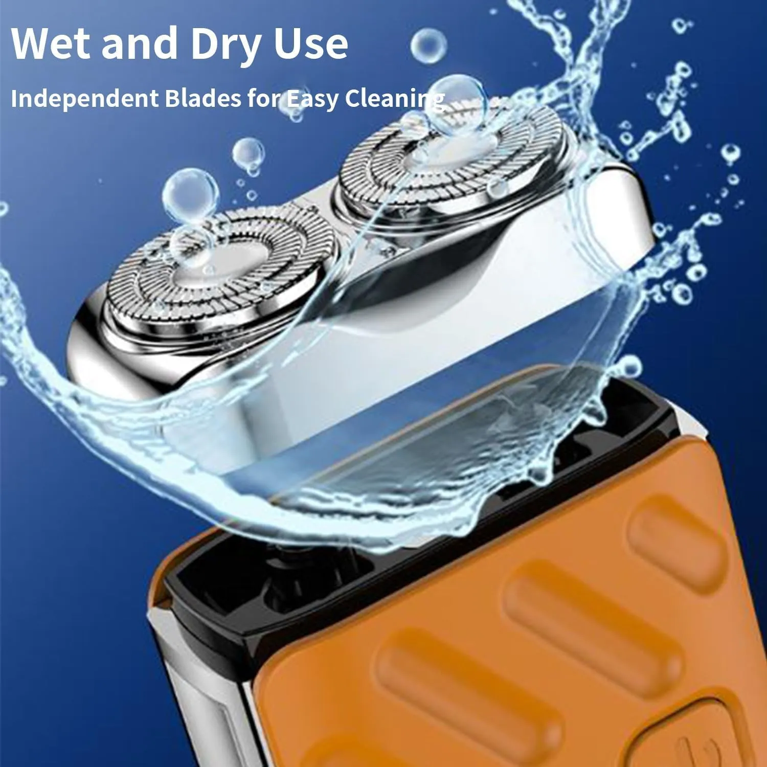 Portable Rotary Dual Ring Electric Shaver, 2025 New Mini Dual-Head Electric Shaver with Replaceable Blade, High-Speed Motor USB Rechargeable, Easy Cleaning, for Travel & Daily Use (Orange)