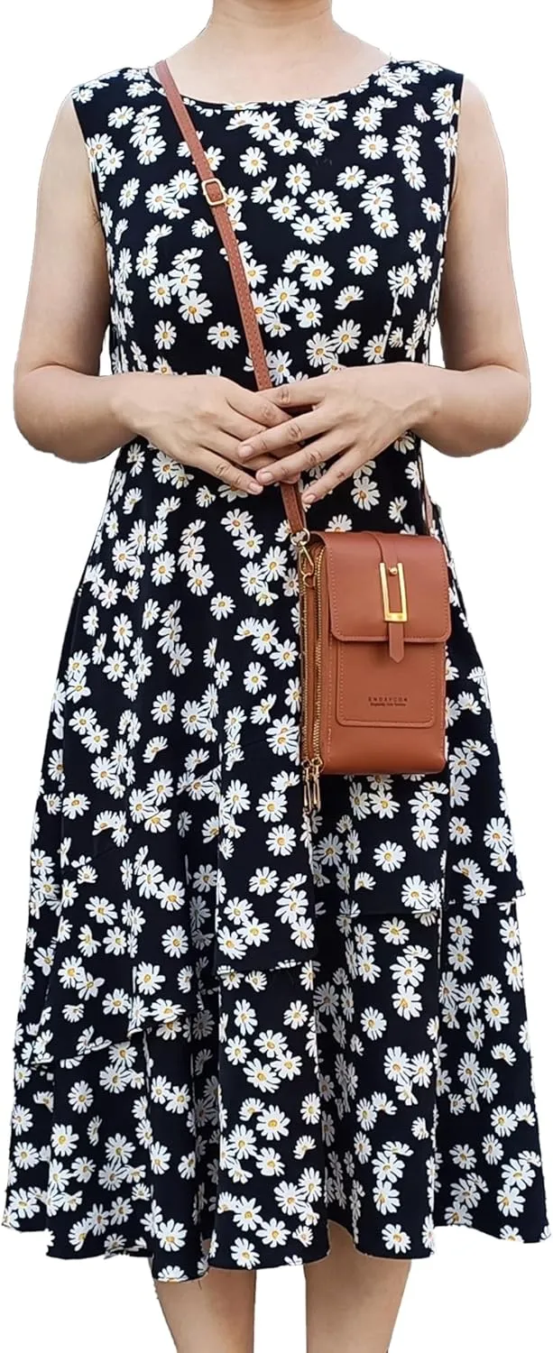 PORT&LOTUS Small Cell Cross Body Purses for Women Mini Shoulder Handbags Zipper Crossbody Bags