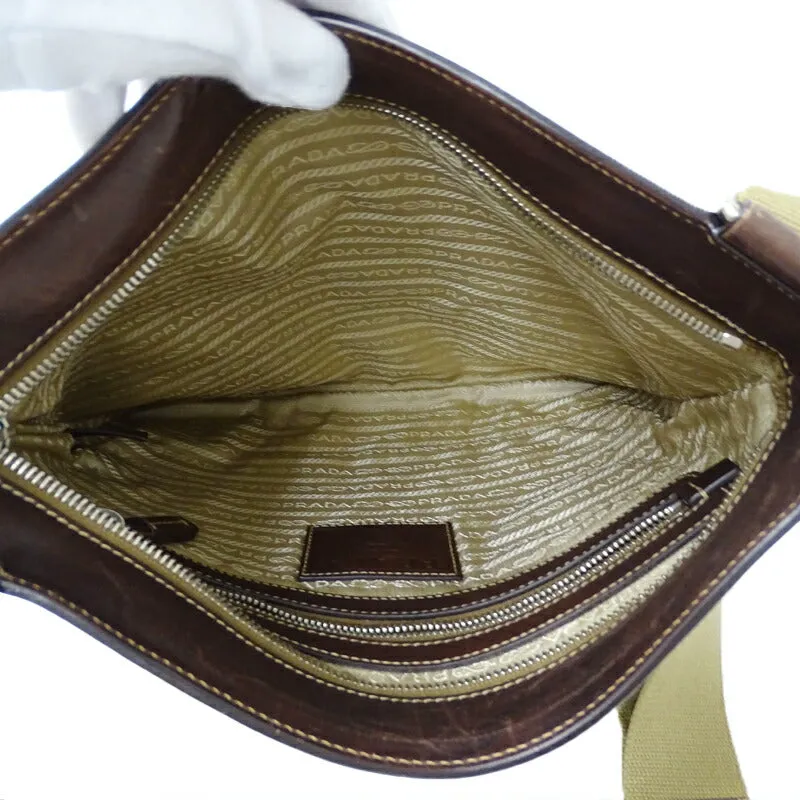 Prada Canvas Leather Shoulder Bag