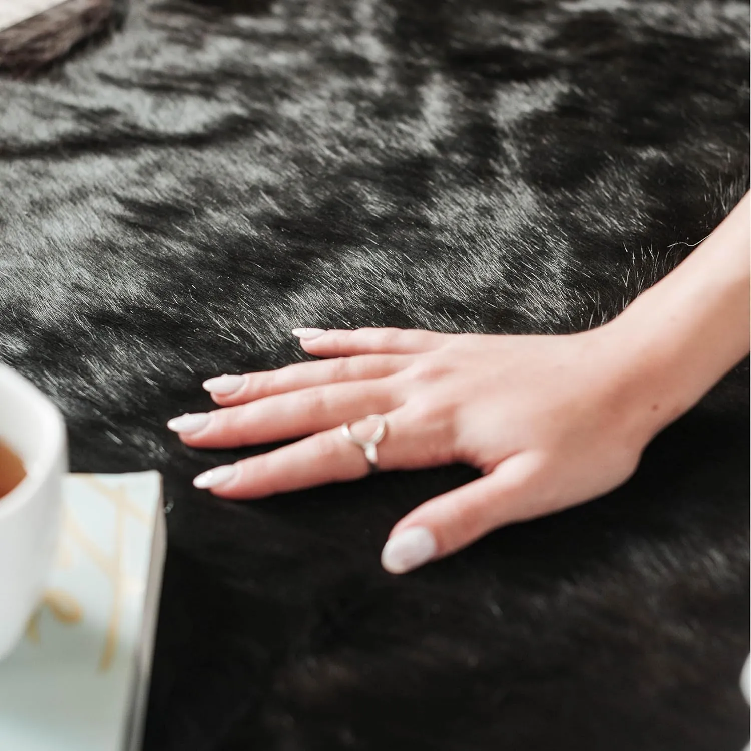 Premium 100% Genuine Cowhide Rug (4-5 Ft) Hand-Picked Solid Black Leather Area Rug, Cozy, Unique, and Durable – from Argentina