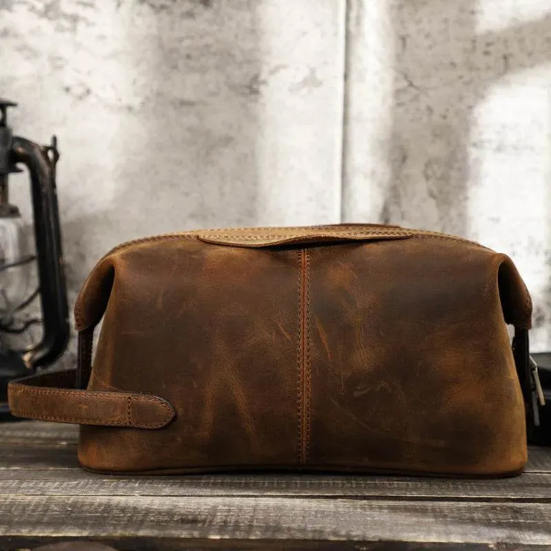 Premium Genuine Leather Travel Toiletry Bag