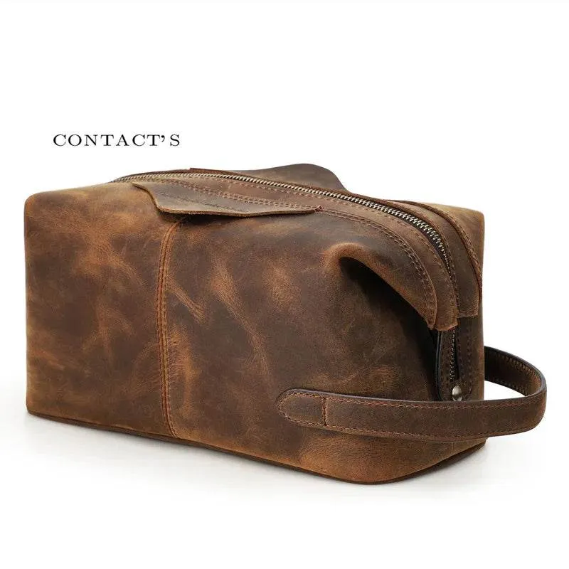 Premium Genuine Leather Travel Toiletry Bag