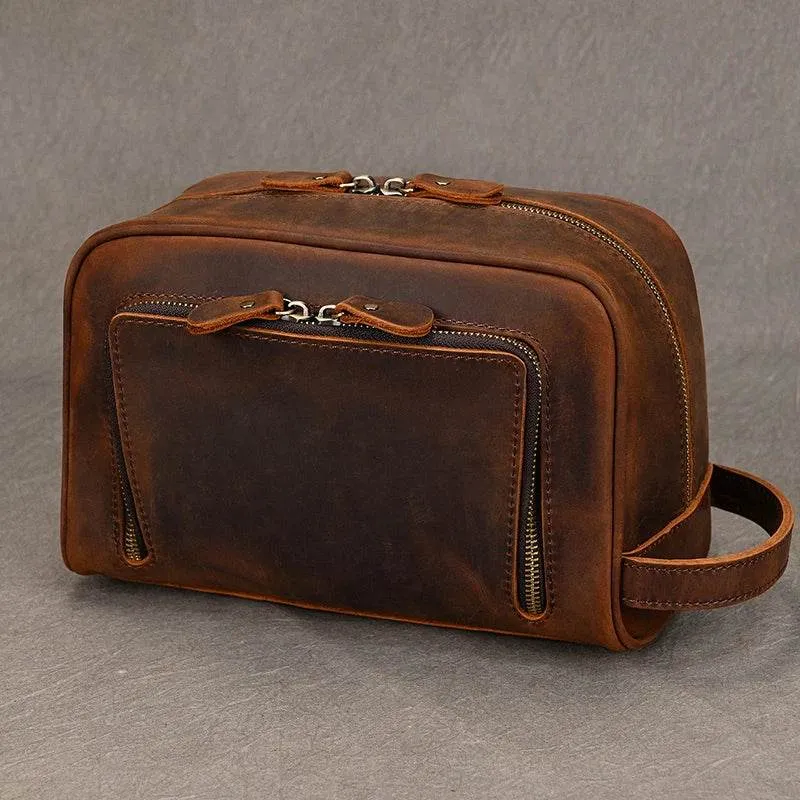 Premium Genuine Leather Travel Toiletry Bag