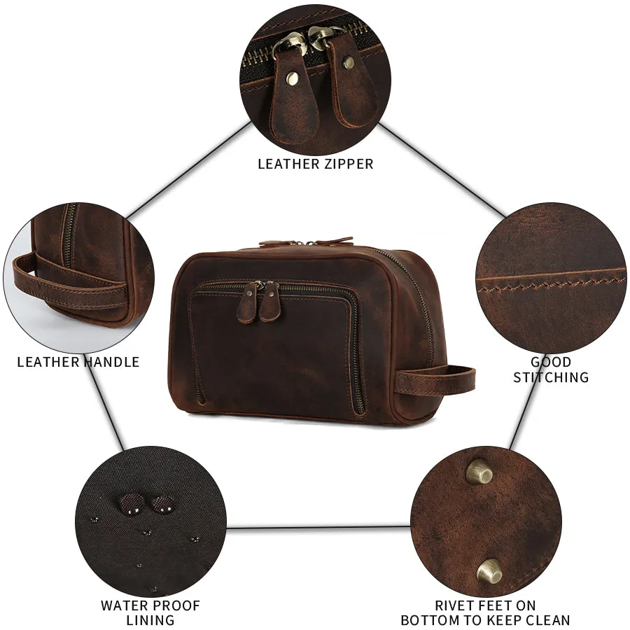 Premium Leather Toiletry Bag – Handcrafted Travel Organizer