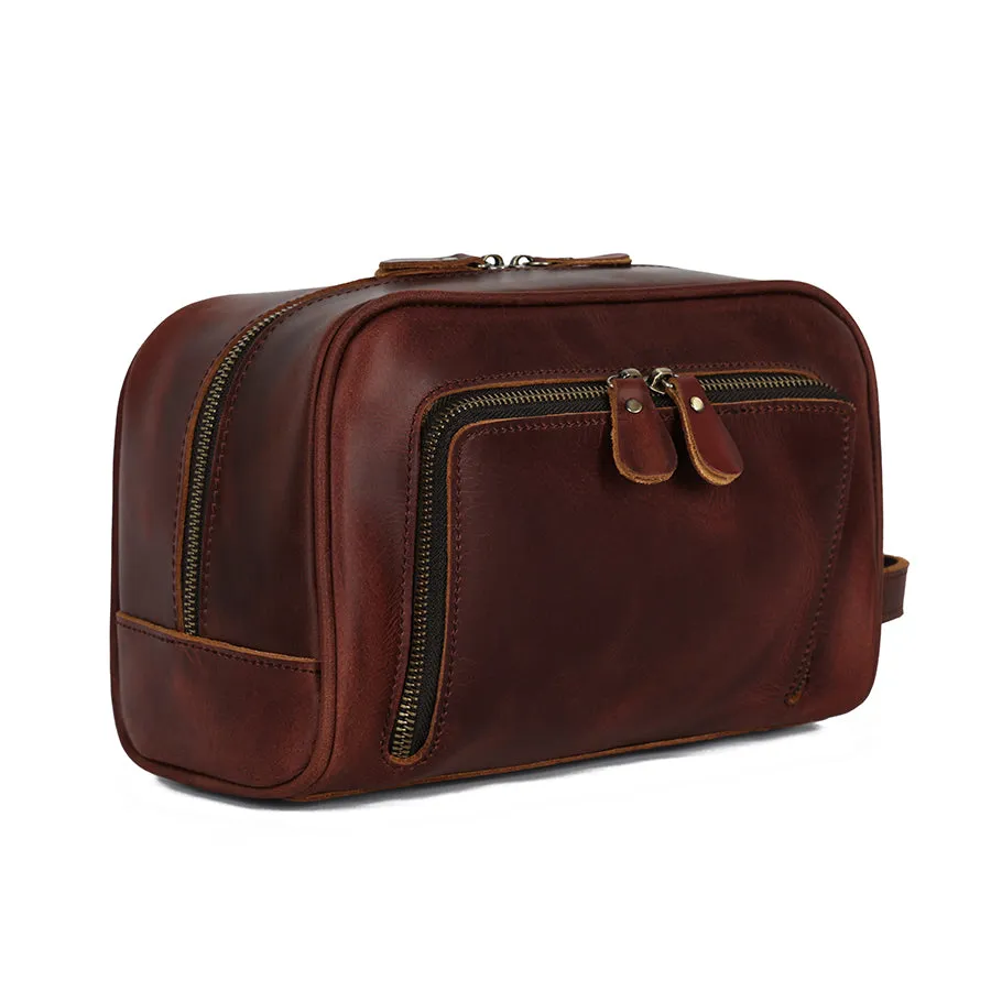 Premium Leather Toiletry Bag – Handcrafted Travel Organizer