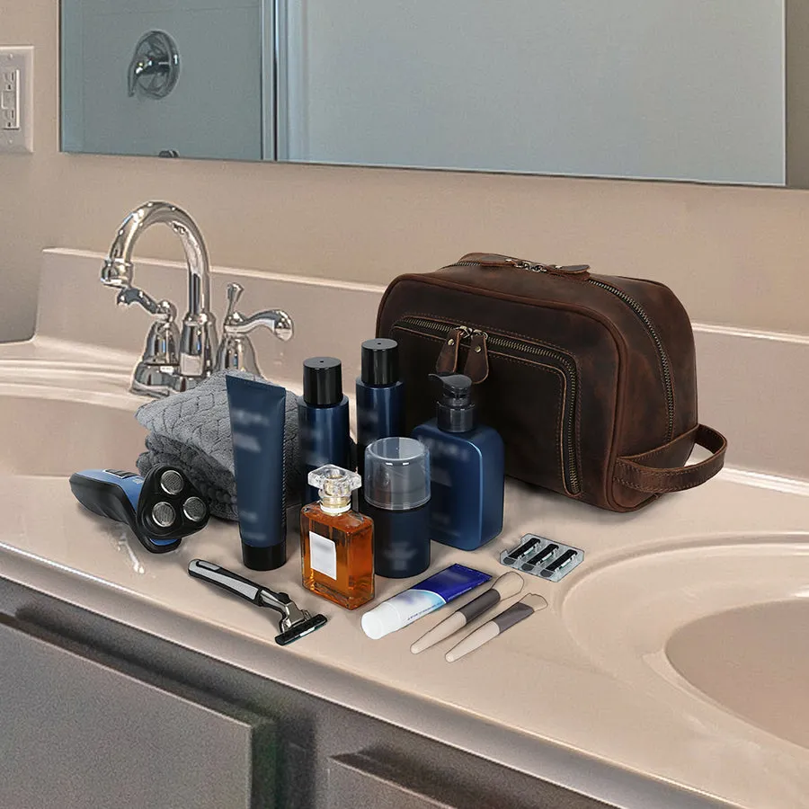 Premium Leather Toiletry Bag – Handcrafted Travel Organizer