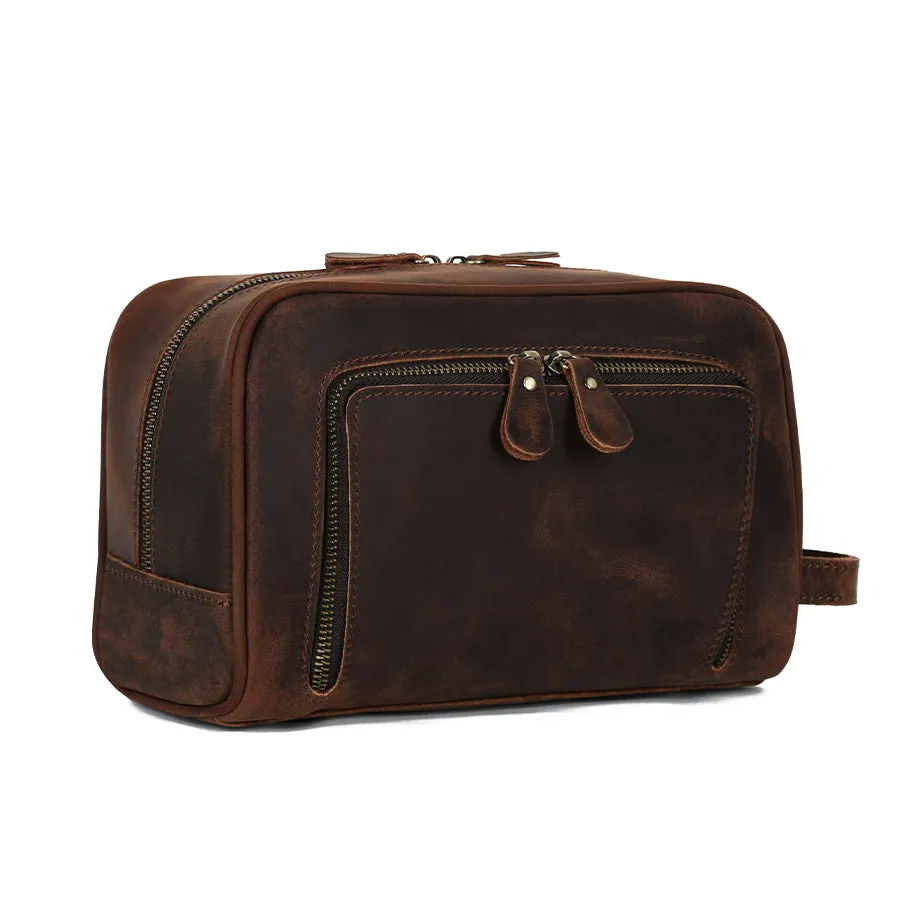 Premium Leather Toiletry Bag – Handcrafted Travel Organizer