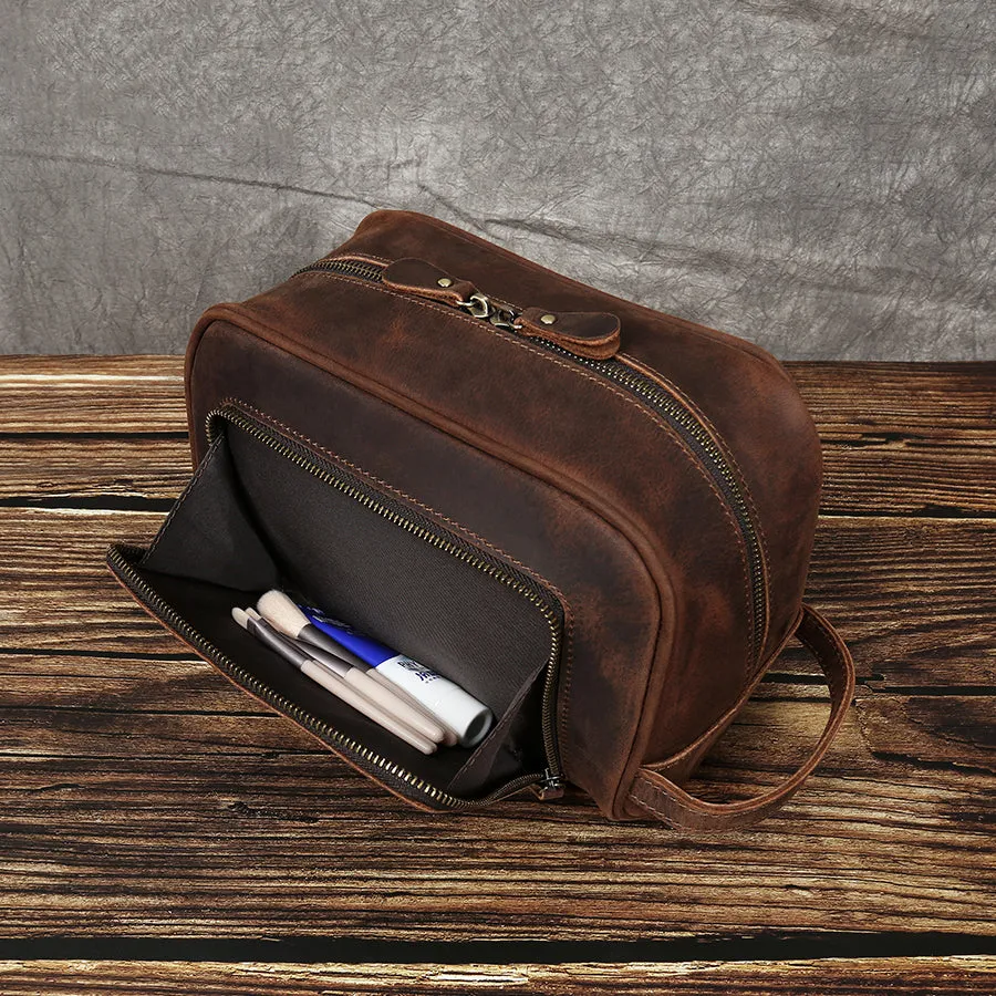 Premium Leather Toiletry Bag – Handcrafted Travel Organizer
