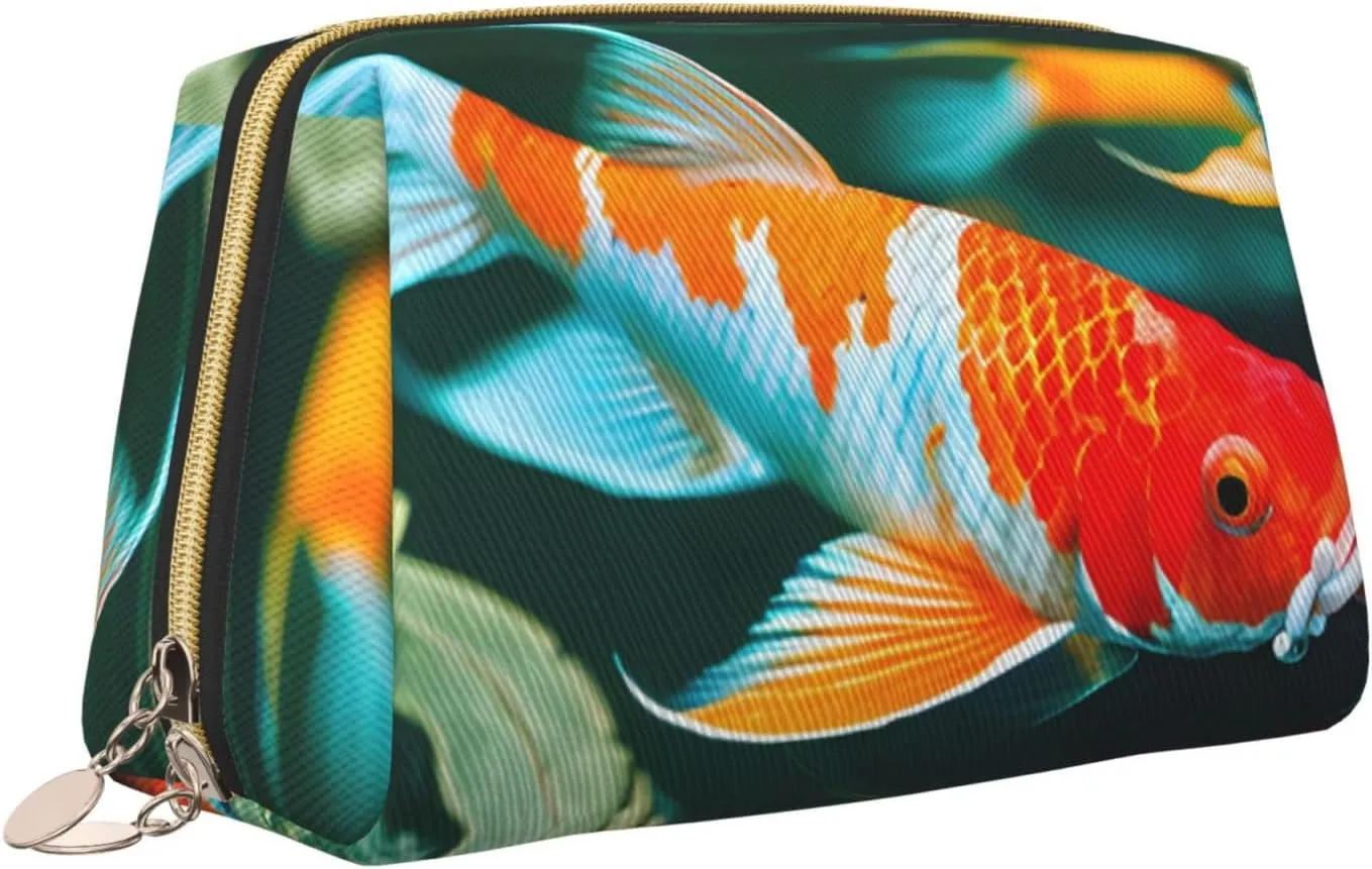 Pretty Koi Fish Toiletry Pouch, Travel-Friendly Makeup Organizer For Makeup Brushes, Lipsticks