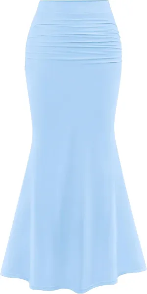 PRETTYGARDEN Women Fitted Mesh Mermaid Skirt 2025 Spring Summer Casual High Waisted Ruched Maxi Long Bodycon Going Out Skirts