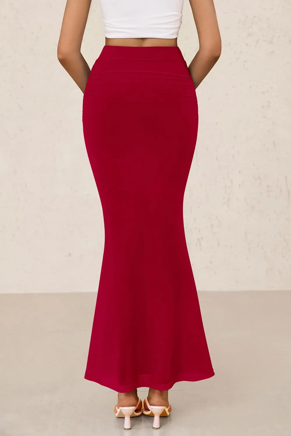 PRETTYGARDEN Women Fitted Mesh Mermaid Skirt 2025 Spring Summer Casual High Waisted Ruched Maxi Long Bodycon Going Out Skirts