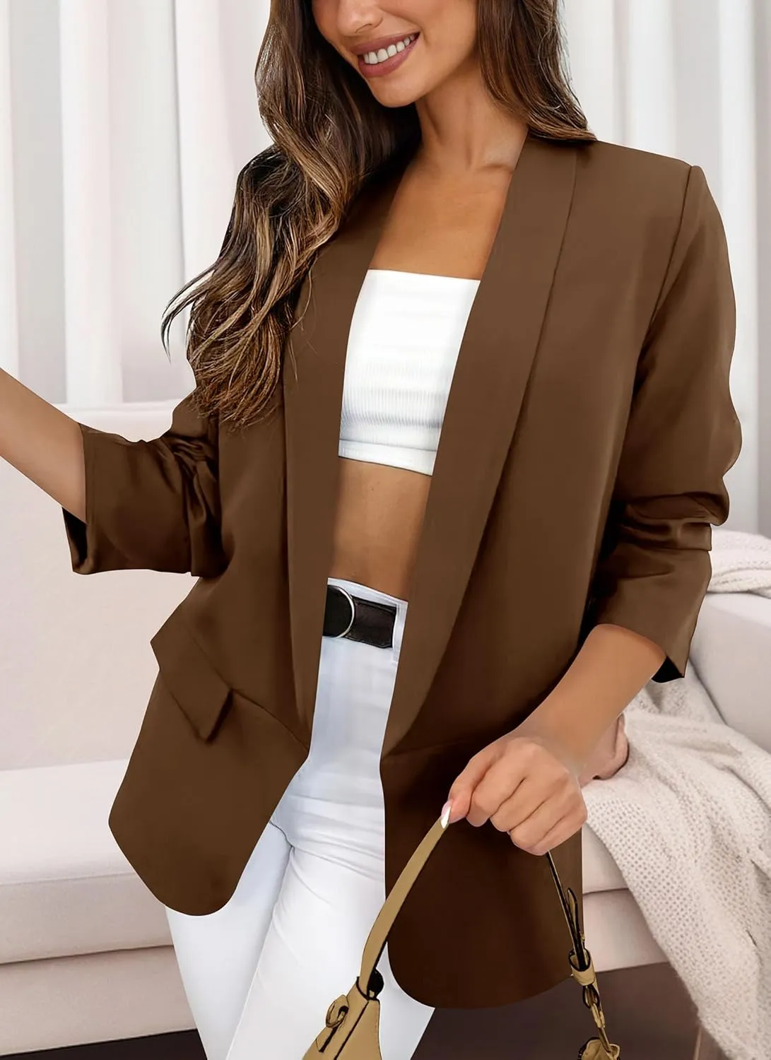 PRETTYGARDEN Womens Casual Blazer 2025 Spring Fall Fashion Long Sleeve Open Front Work Office Suit Jackets