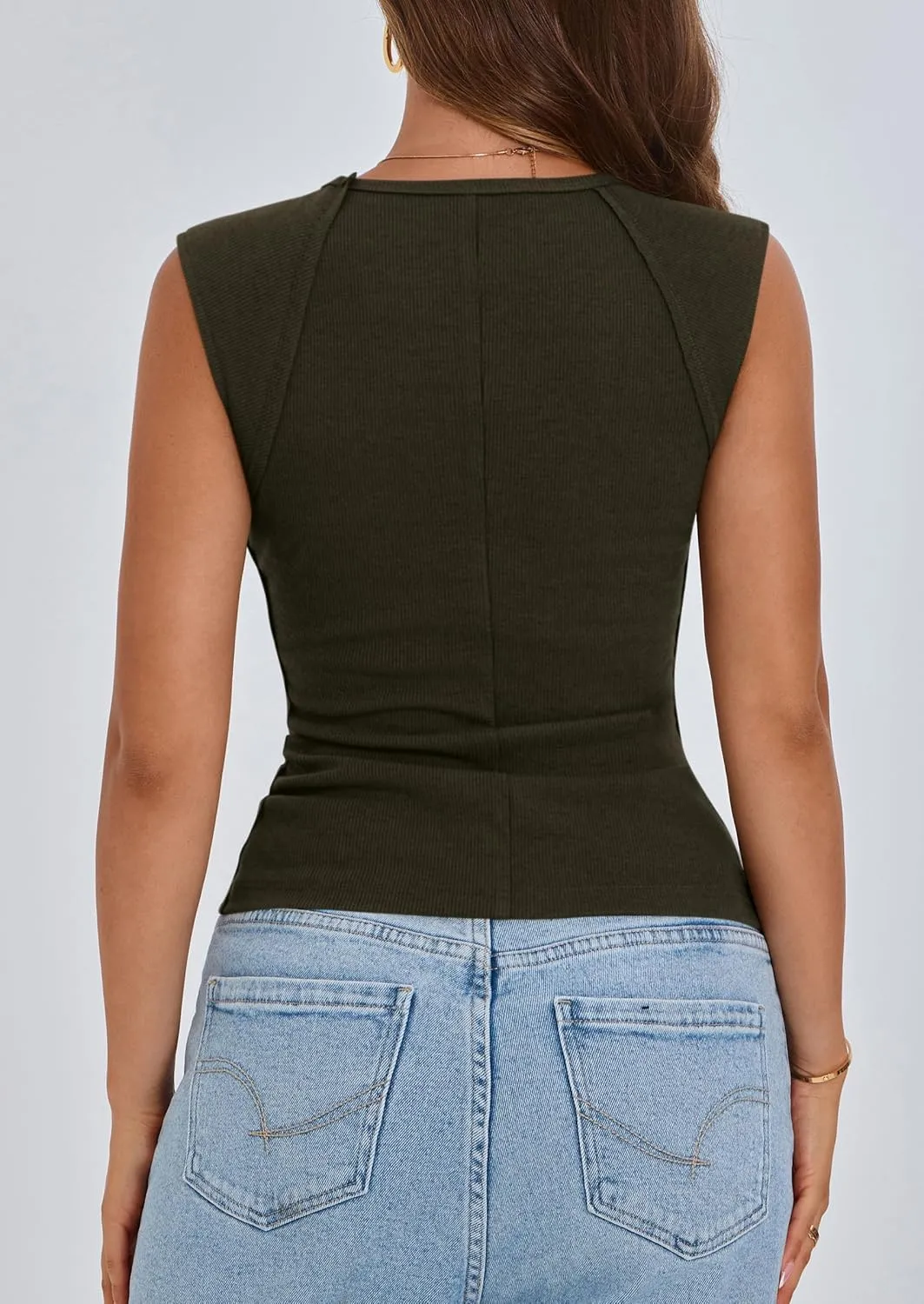 PRETTYGARDEN Women's Ribbed Tank Tops 2025 Summer Cap Sleeve Slim Fitted Knit Basic Casual Tee Shirts Trendy Fashion Clothes
