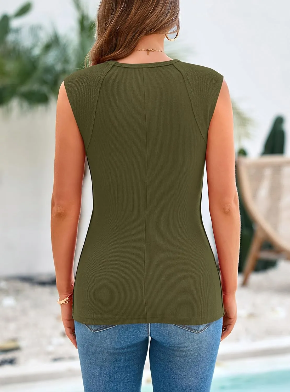 PRETTYGARDEN Women's Ribbed Tank Tops 2025 Summer Cap Sleeve Slim Fitted Knit Basic Casual Tee Shirts Trendy Fashion Clothes