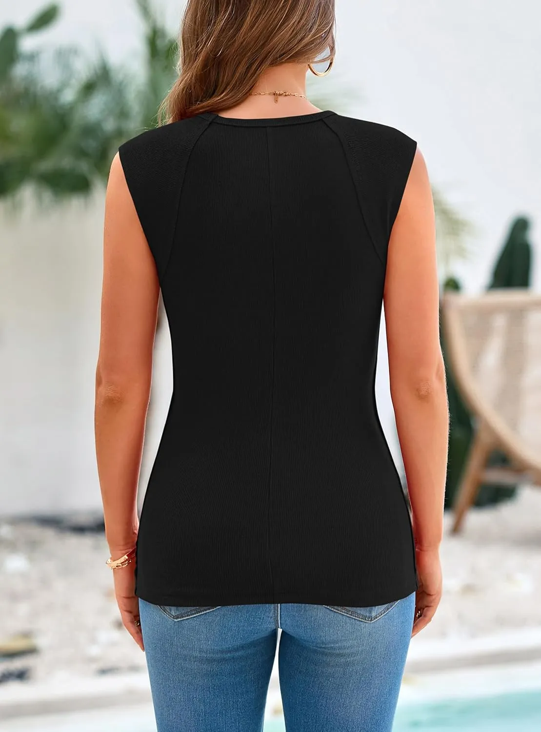 PRETTYGARDEN Women's Ribbed Tank Tops 2025 Summer Cap Sleeve Slim Fitted Knit Basic Casual Tee Shirts Trendy Fashion Clothes