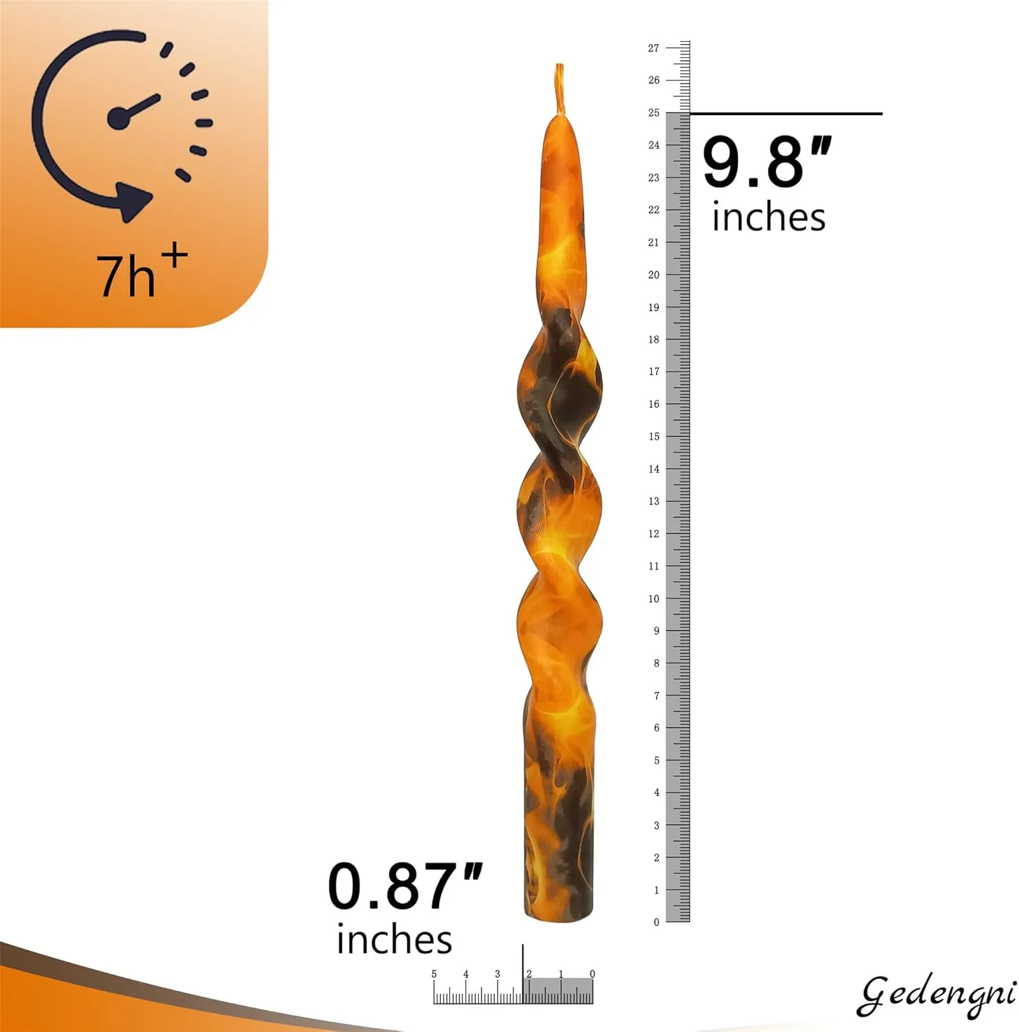 Print Candlesticks Floral Taper Candles - 4pcs Flame Handmade Twisted Candlestick 10 Inch Long Candle Sticks Swirl Tapered Candles for Home Holiday Wedding Dinner (1D4T-FLM)