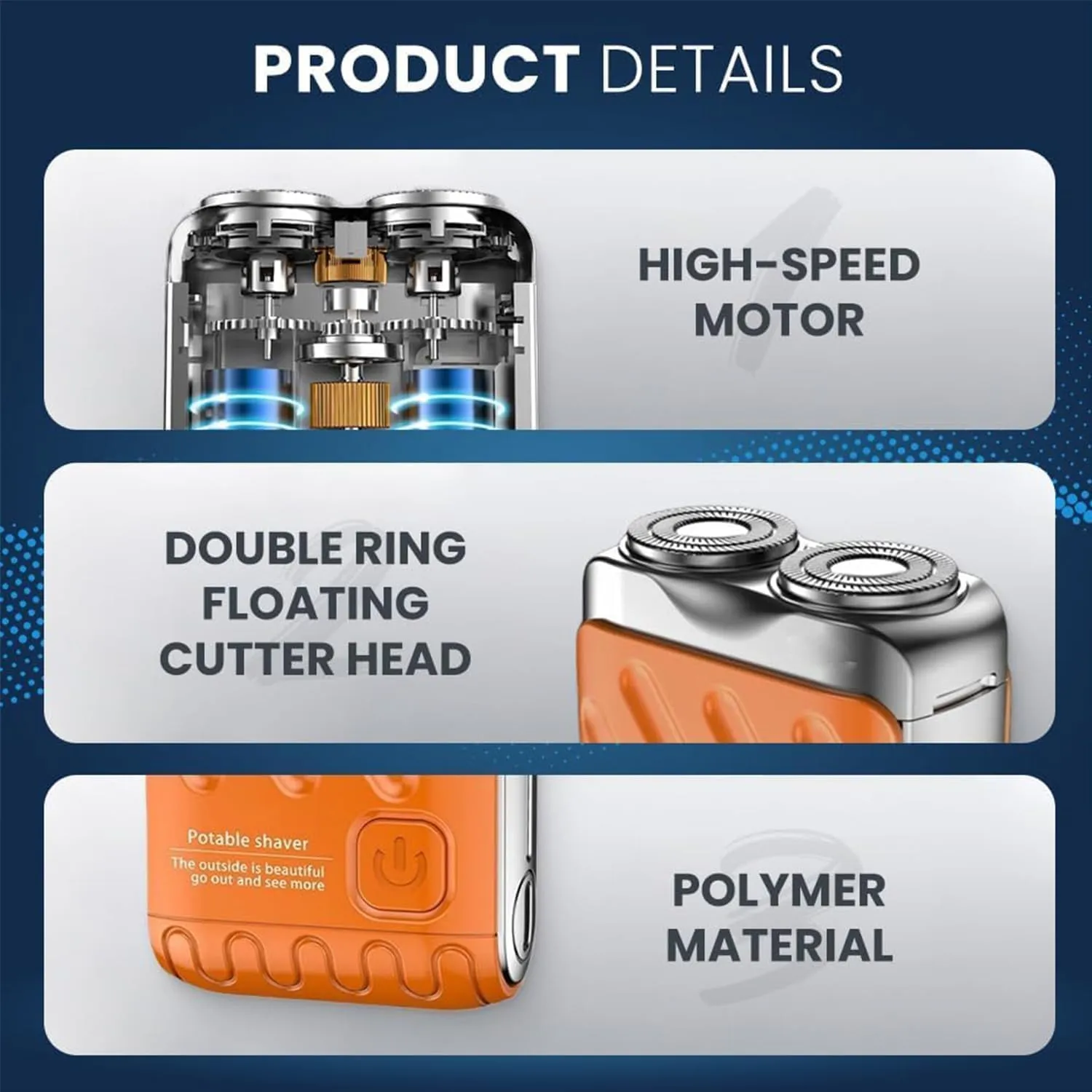 Prophetp-U Shaver, Portable Rotary Dual Ring Electric Shaver, Mini Portable Electric Shavers for Men Waterproof (White)