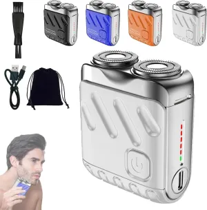 Prophetp-U Shaver, Portable Rotary Dual Ring Electric Shaver, Mini Portable Electric Shavers for Men Waterproof (White)