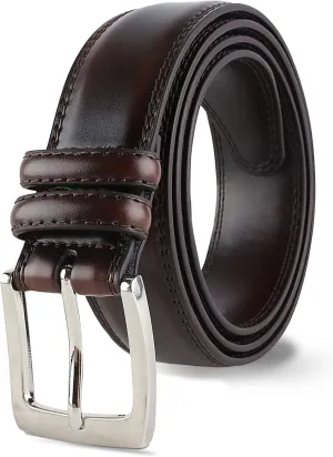 Prospero Comfort Men's Genuine Leather Belt 'ALL LEATHER' Classic Dress Casual Double Stitch 35mm