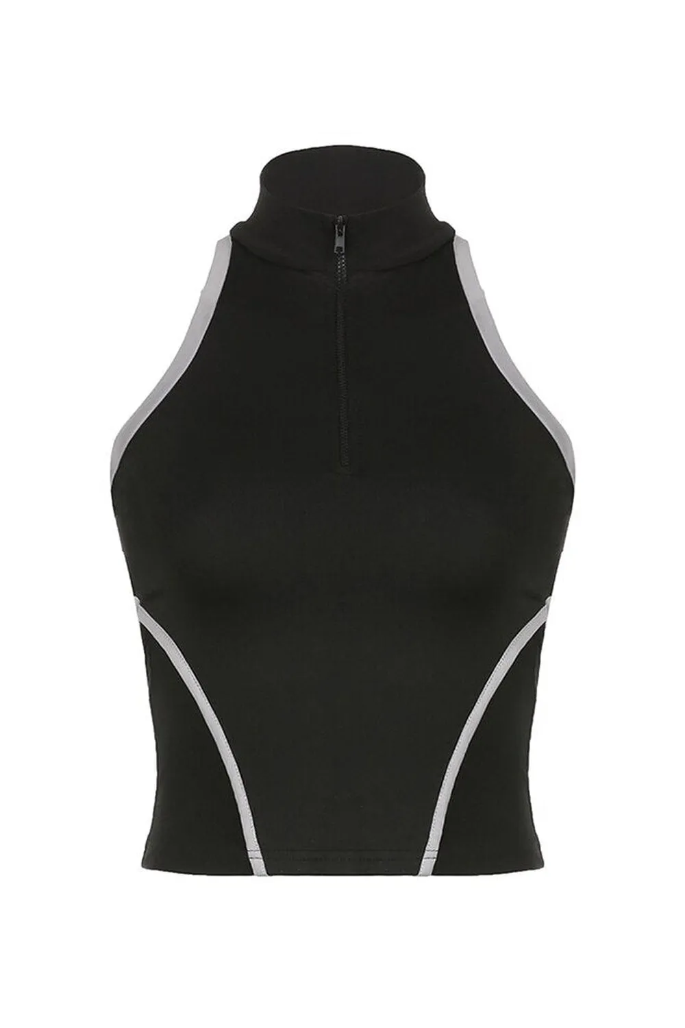 Punk Backless Zip Up Crop Top