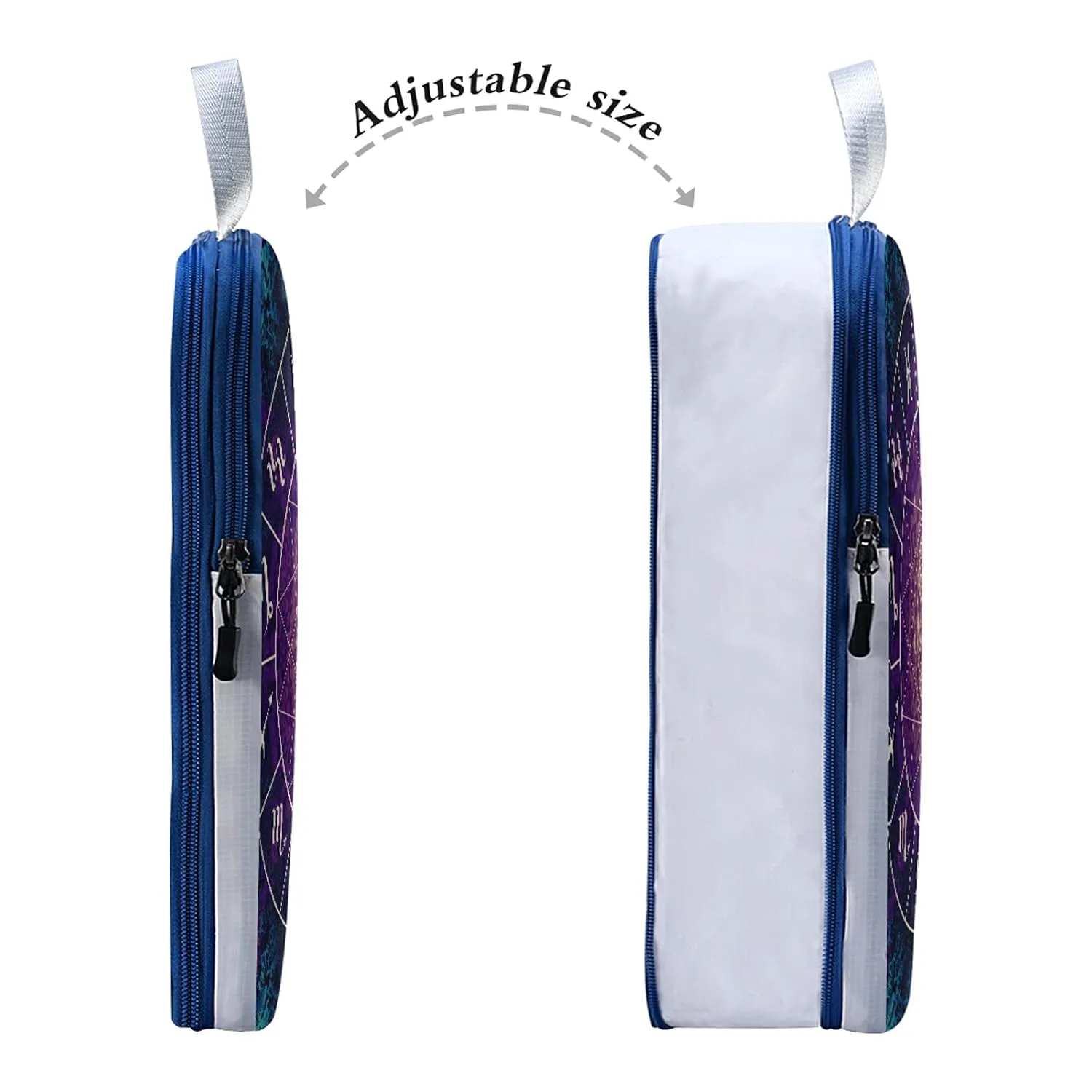 Purple Magic Circle with Zodiacs Sign on Abstract Mystic Background 3 Set Packing Cubes, Waterproof Check Oxford cloth Organizers, Travel Packing Toiletry Storage Bag