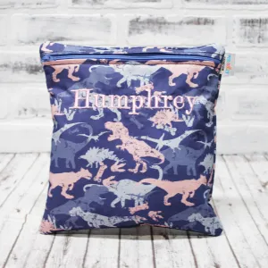 Purple Pink Dinosaur Personalized Reusable Food Bag